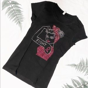 Breast Cancer Awareness Tee in Black